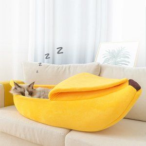 Funny Banana Shaped Cat Puppy Kitten Dog Pet Bed